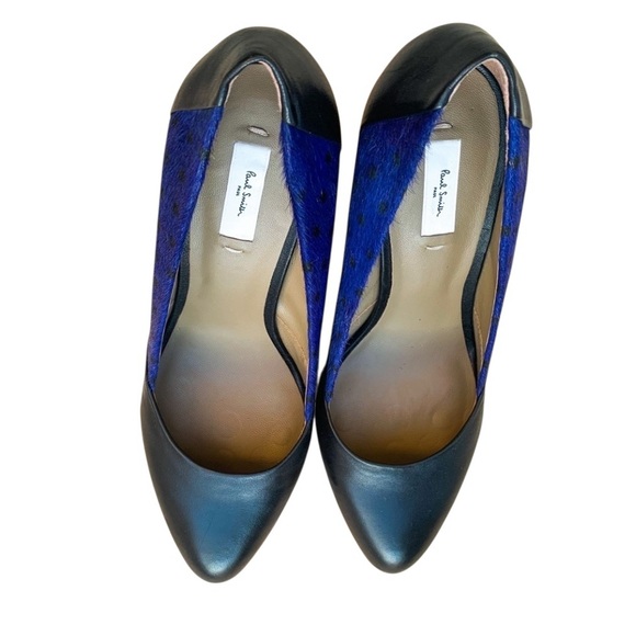 PAUL SMITH Black & Blue Hide Leather Pumps 40 ITA - Picture 2 of 7